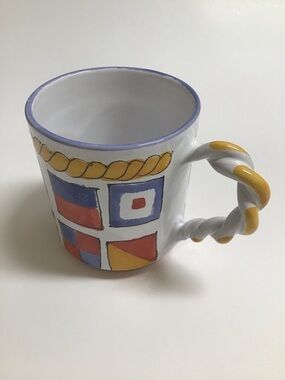 Maritime Signal Flags Studio Pottery Mug Handcrafted Hungary Mesa Intl Vintage